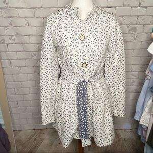 Anthropologie Elevenses Eyelet Tiered Lightweight Spring Trench Coat Size 0